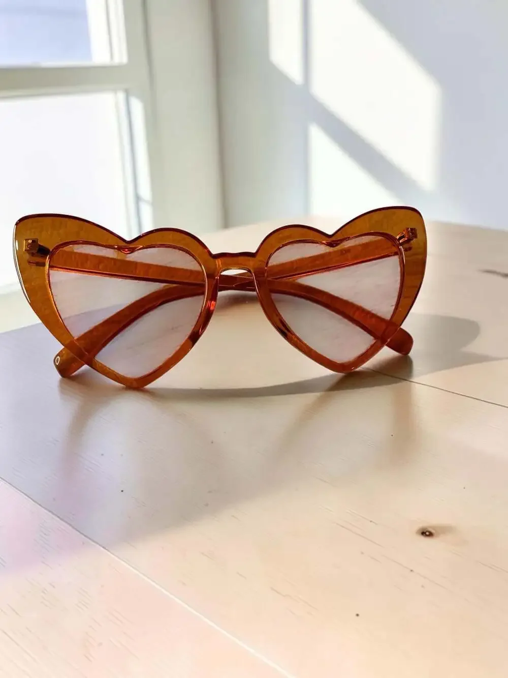 Retro Heart-Shaped Orange Fashion Sunglasses
